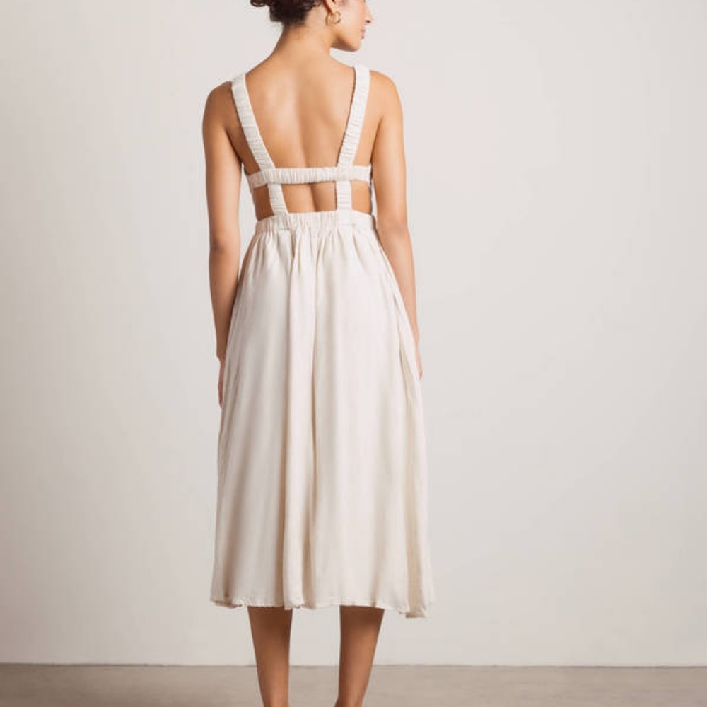 NWOT Tobi linen open back midi dress